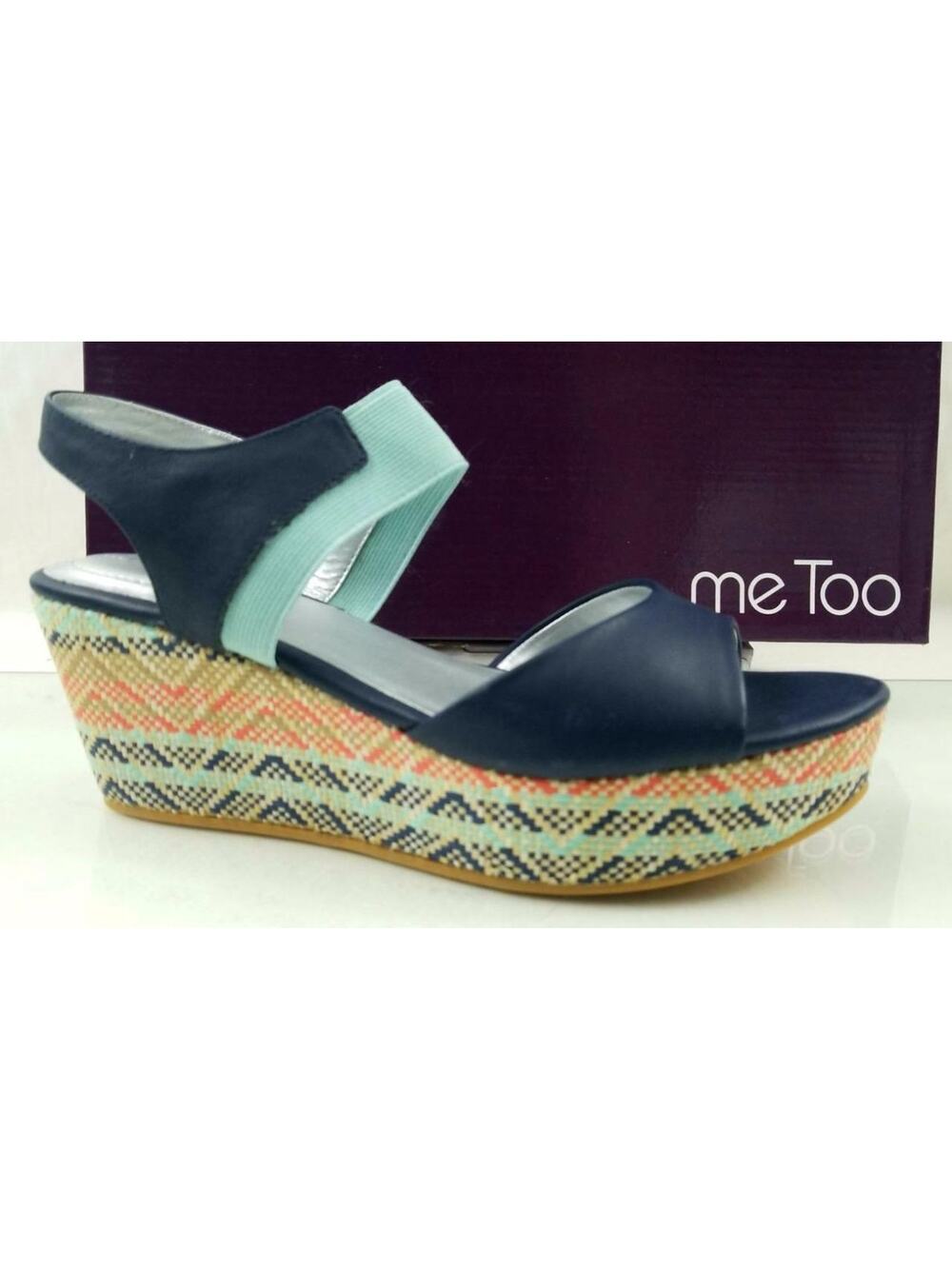 Me Too Cara 6 Wedge Espadrille Sandal Sapphire Blue Multi Size 11 New / Display